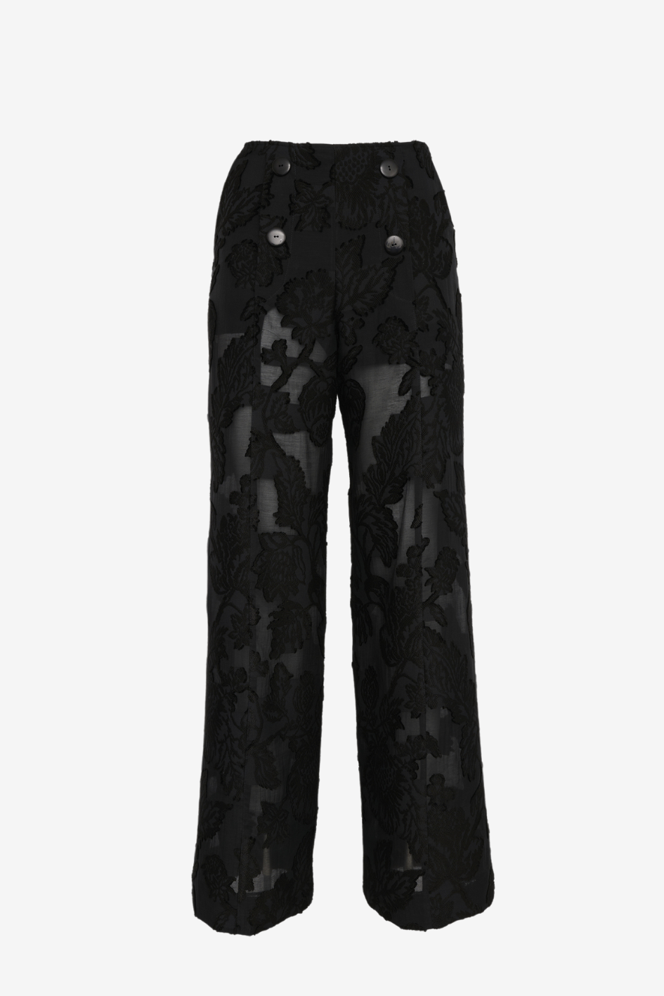 High-Waisted Trousers with Side Zipper with Buttons