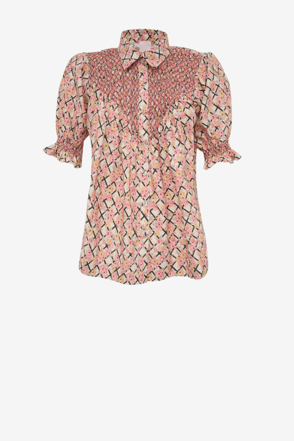Shirt with embroidered Dahlias Field Print