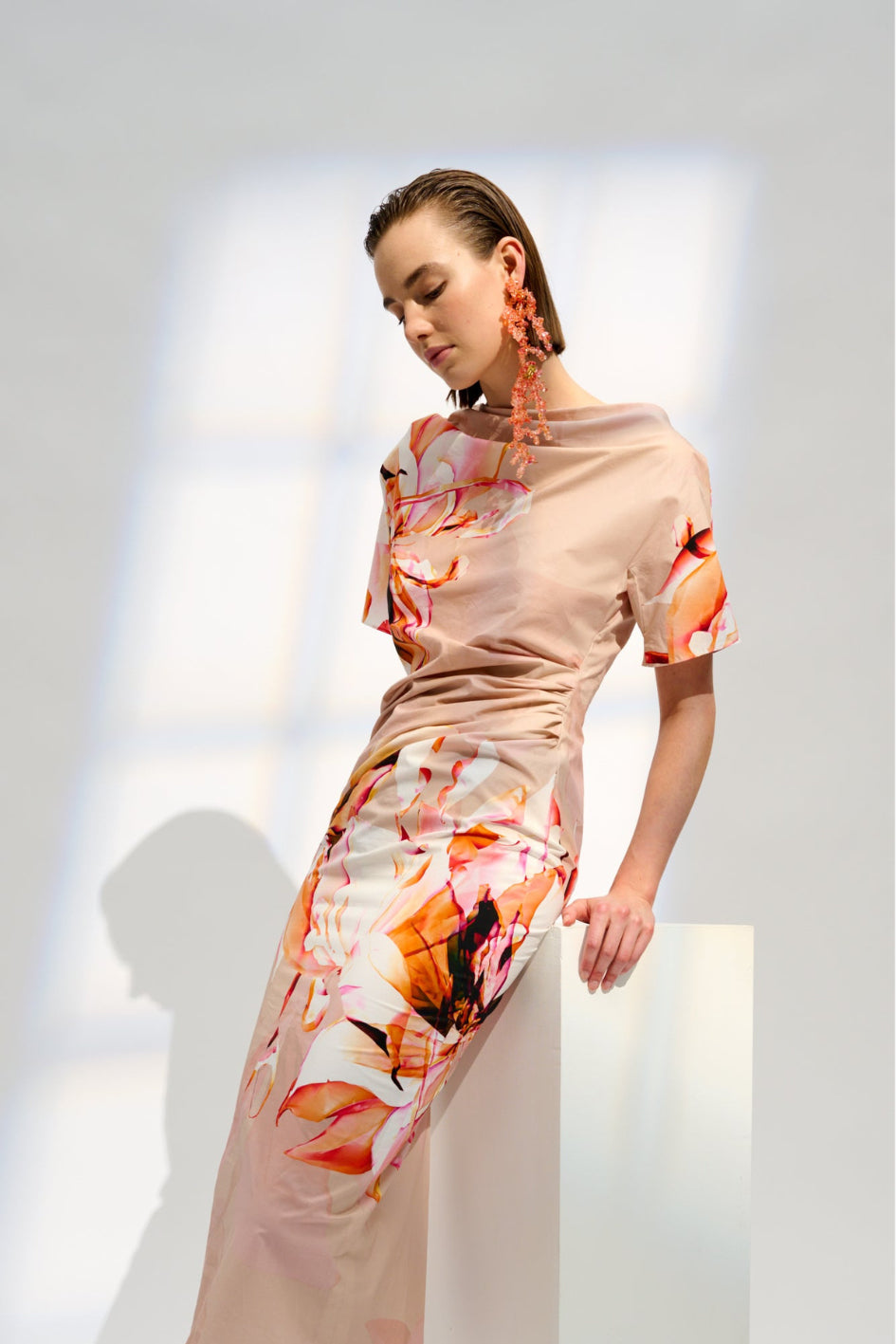 Poplin Dress with Graphical Flowerprint