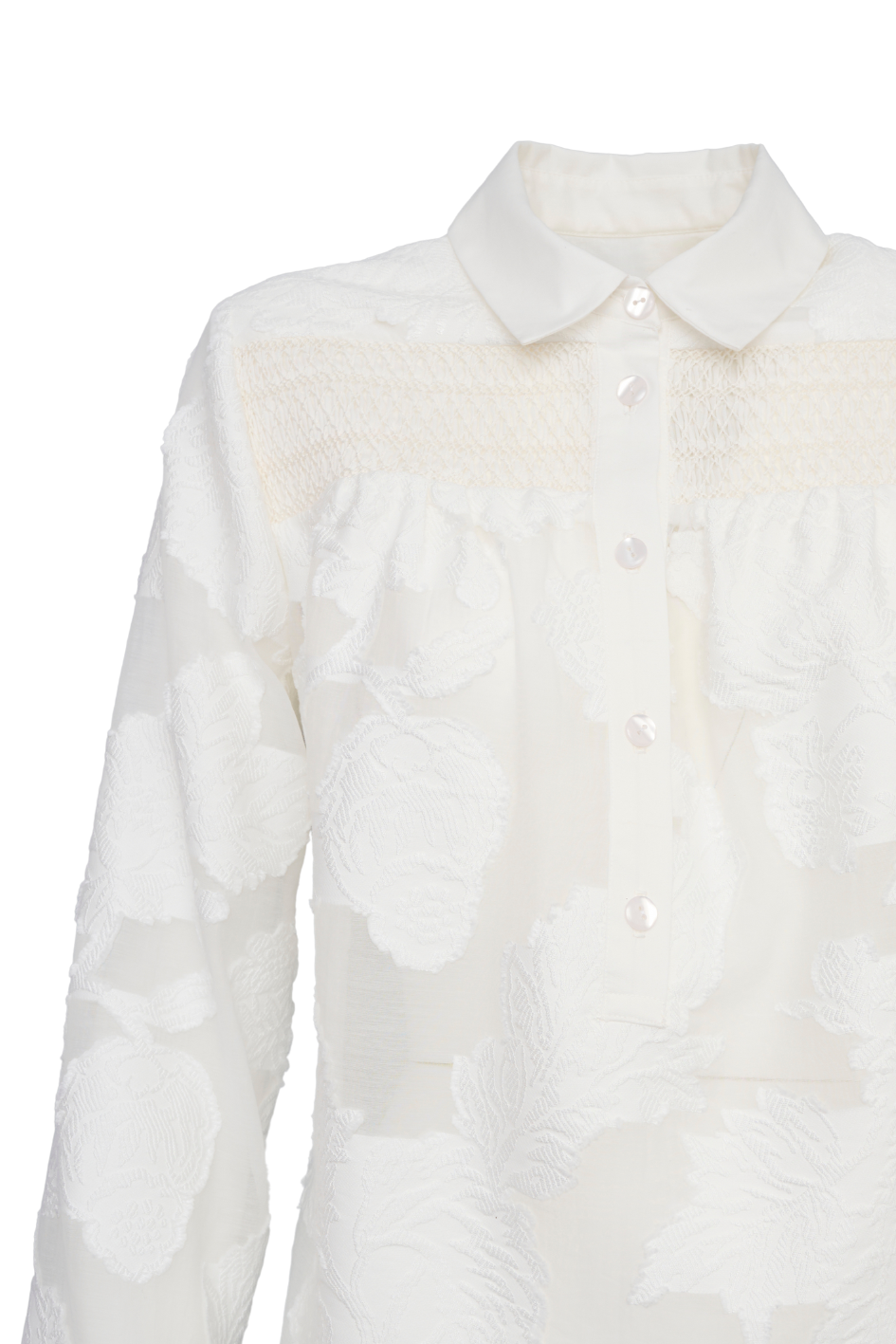 Blouse with Front Buttons with Smock Details