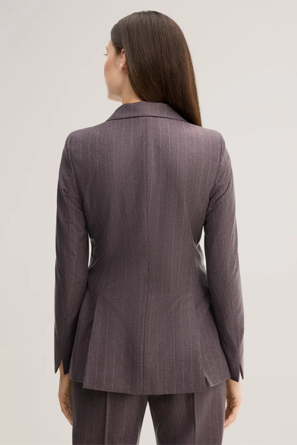 Brown Pinstripe Virgin Wool Flannel Blazer