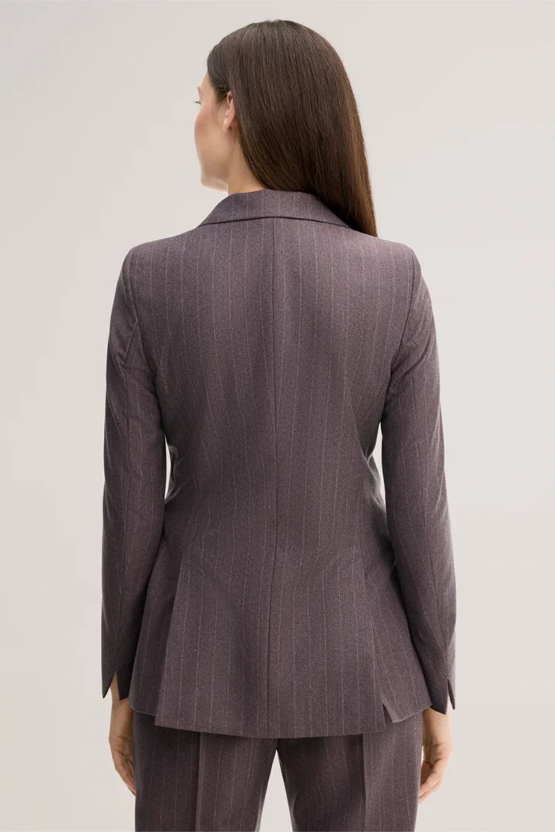 Brown Pinstripe Virgin Wool Flannel Blazer