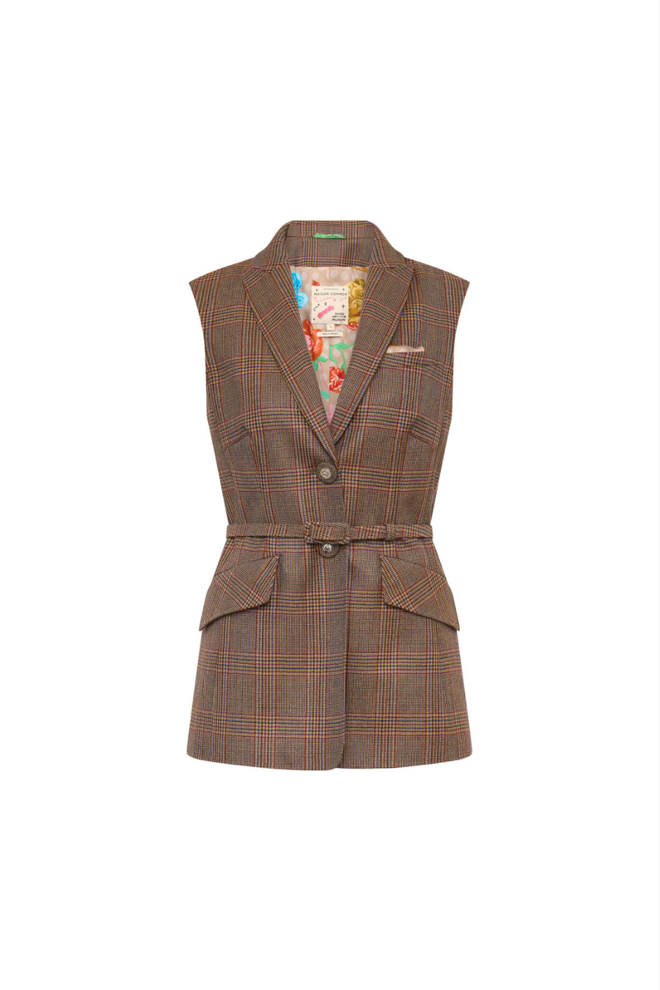 Glen Check Vest with Belt