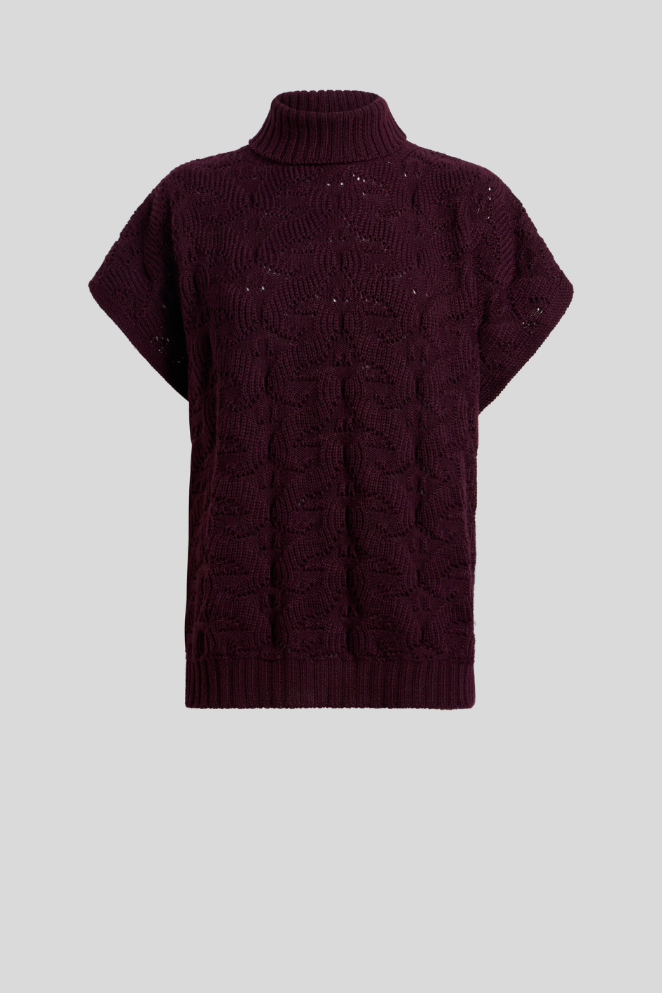 Burgundy Cable Knit Turtleneck Sweater