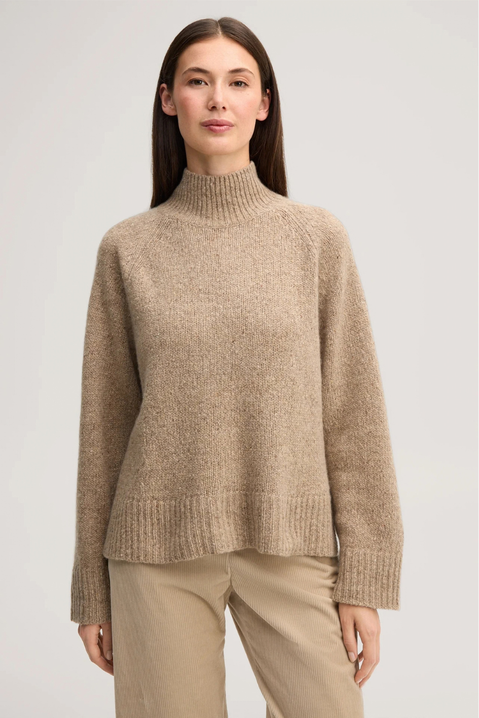 Beige Tweed-Cashmere-Sweater