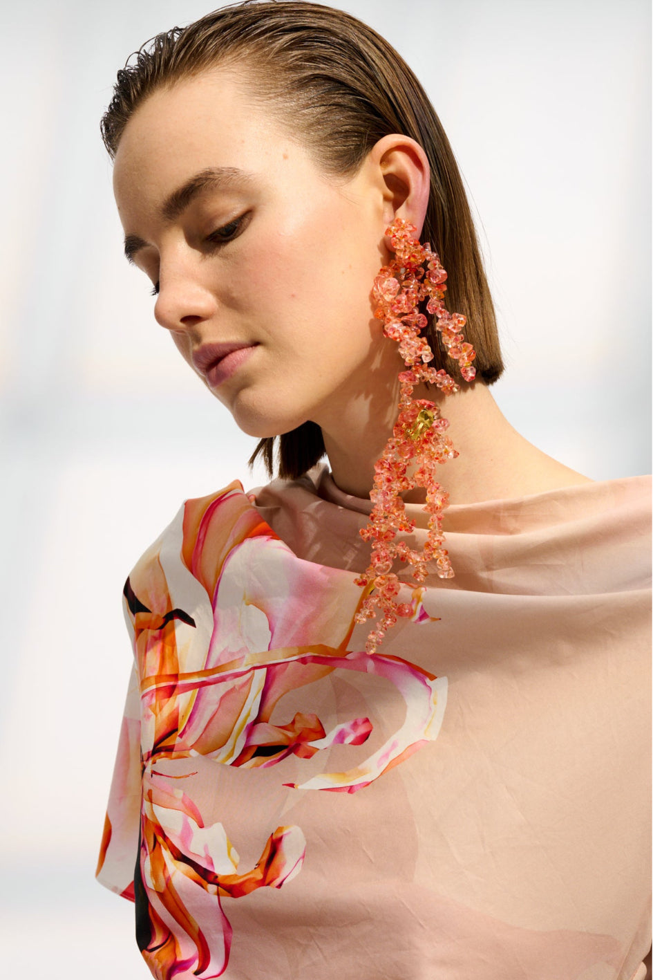 Poplin Dress with Graphical Flowerprint