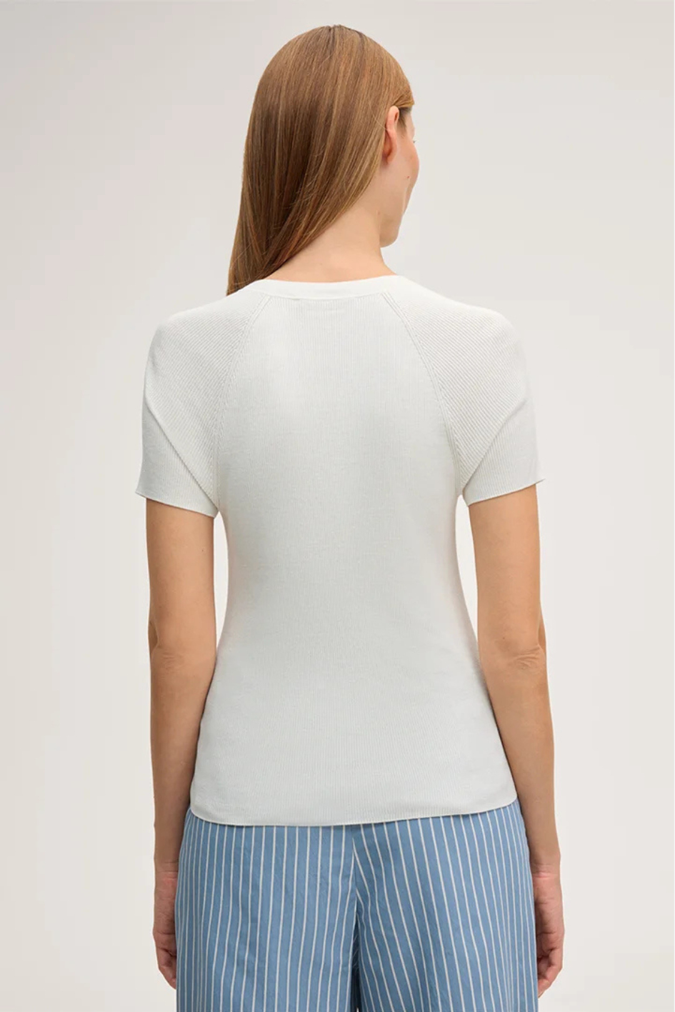 Silk-cotton T-shirt with a ribbed Look