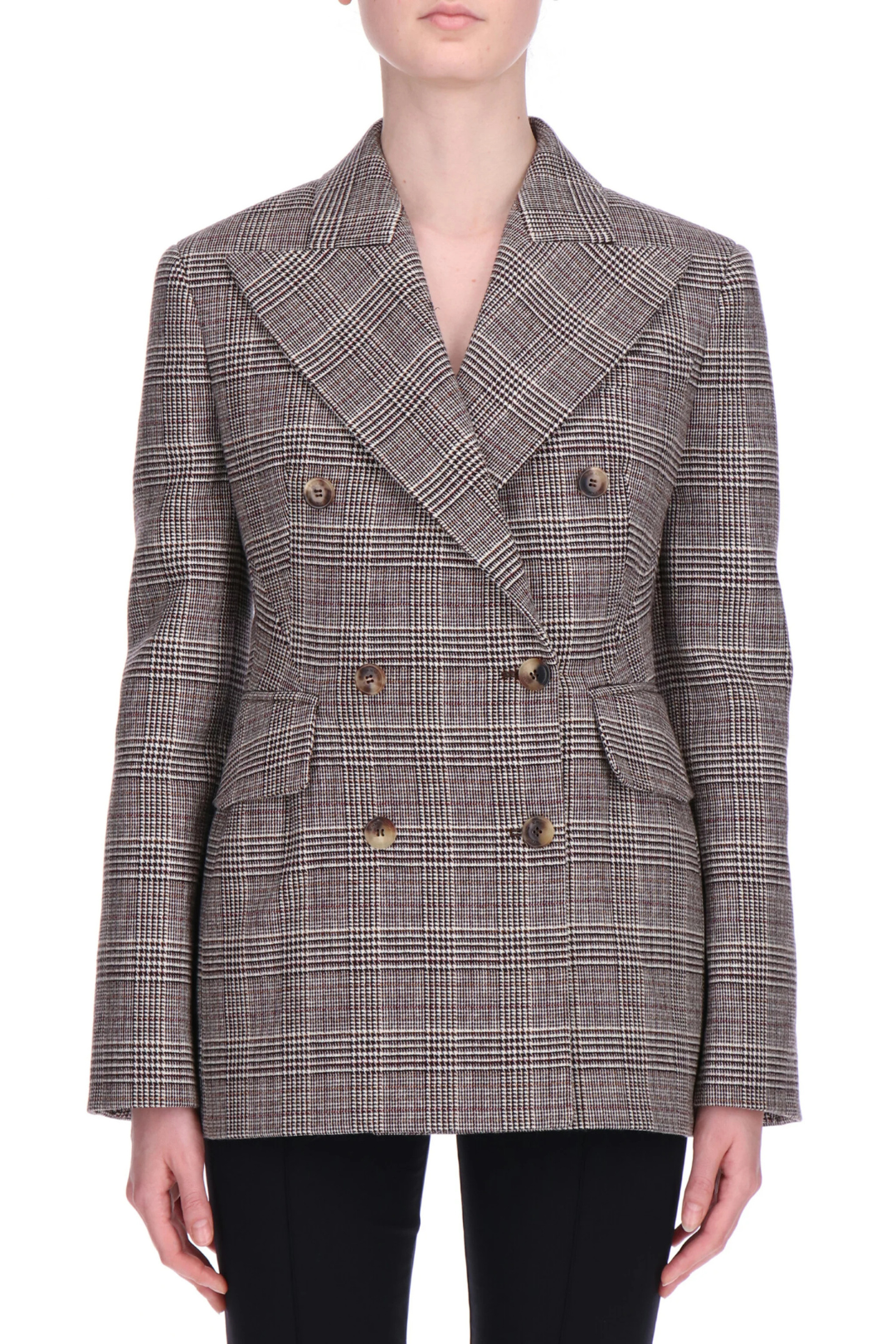 Double-Breasted Glen Check Blazer
