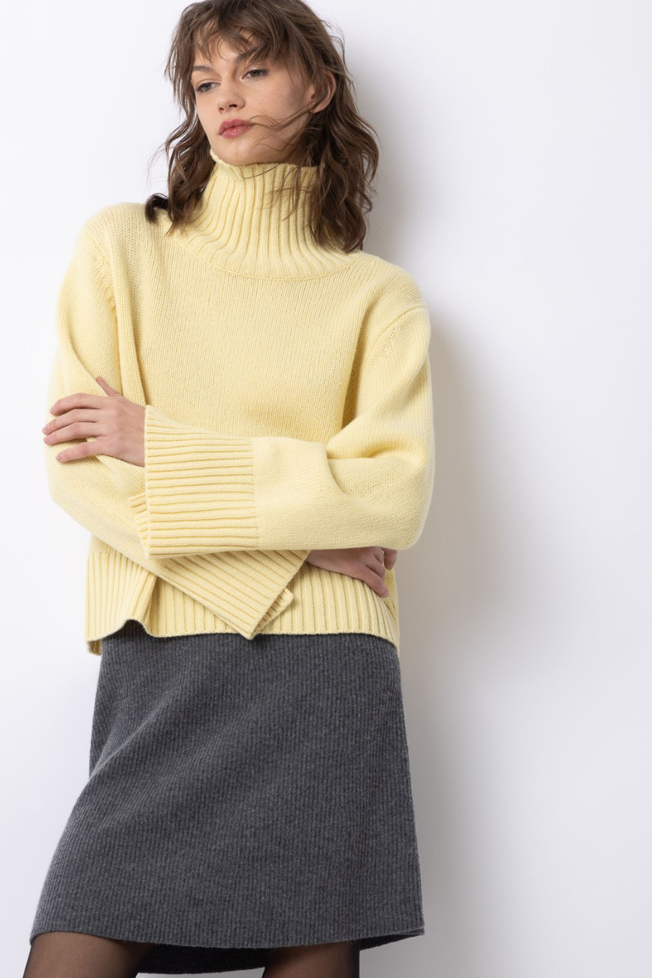 Turtleneck Sweater with Split Cuffs