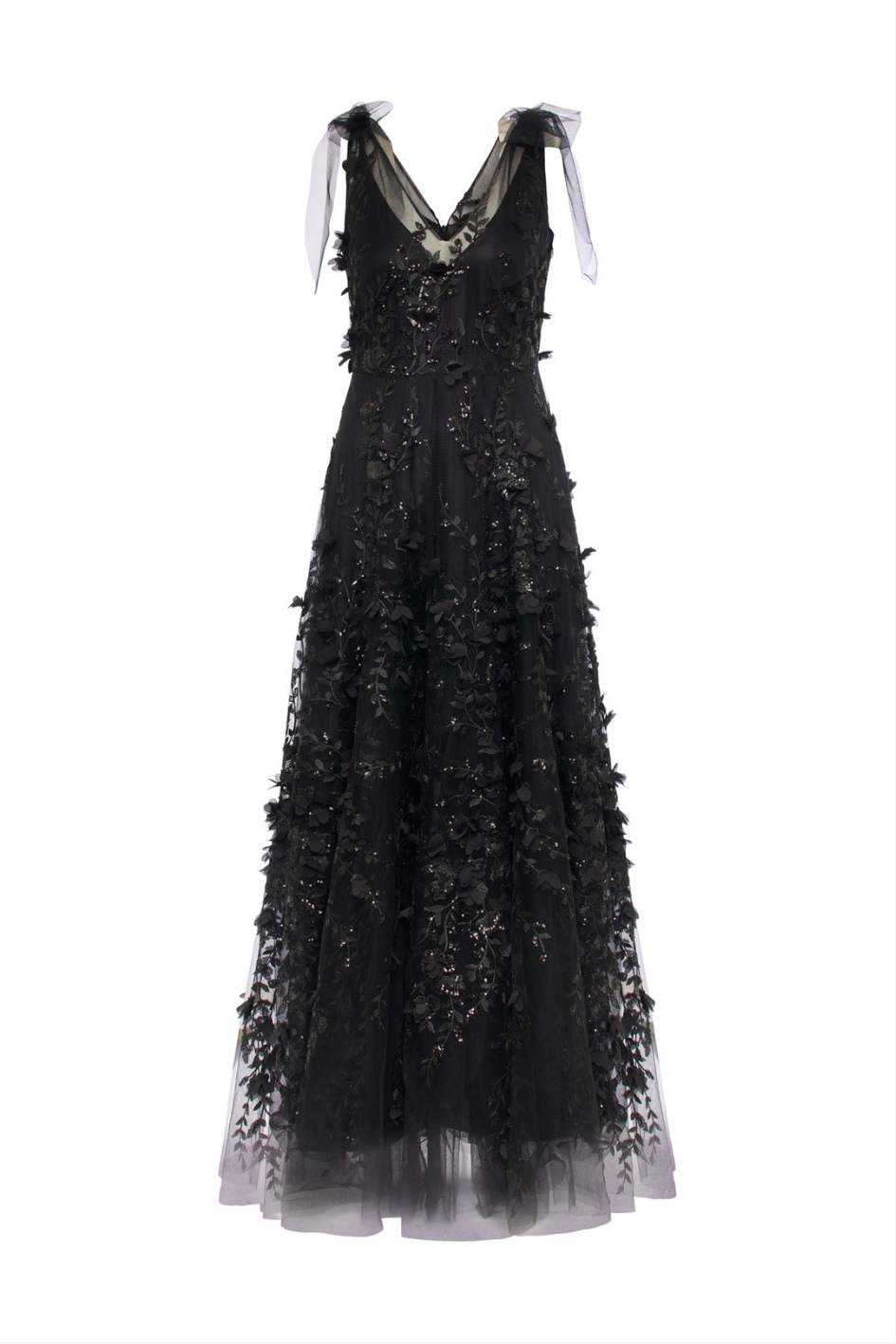 Embroidered Tulle Evening Gown