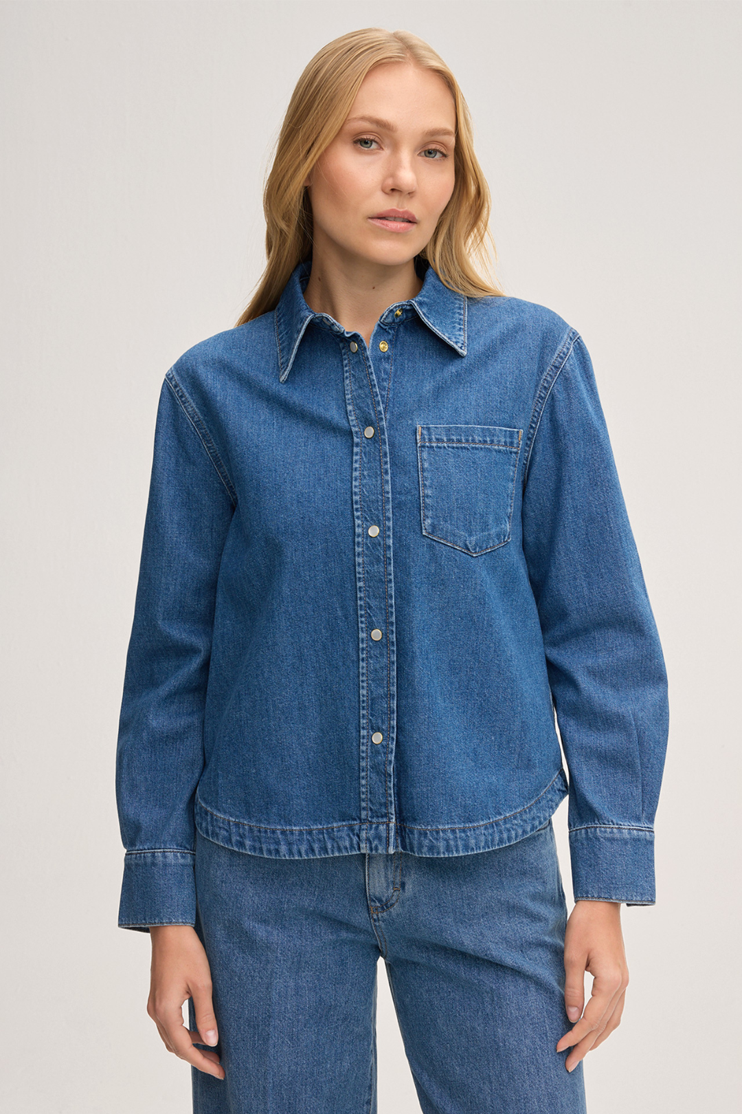 Blue Washed Jeans Blouse