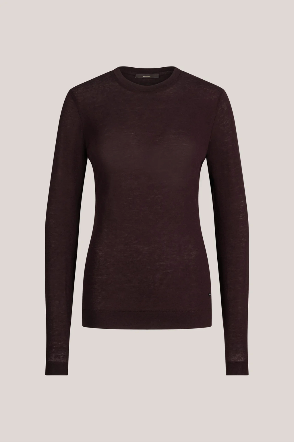 Dark Red Wool Stretch Long-Sleeve Top