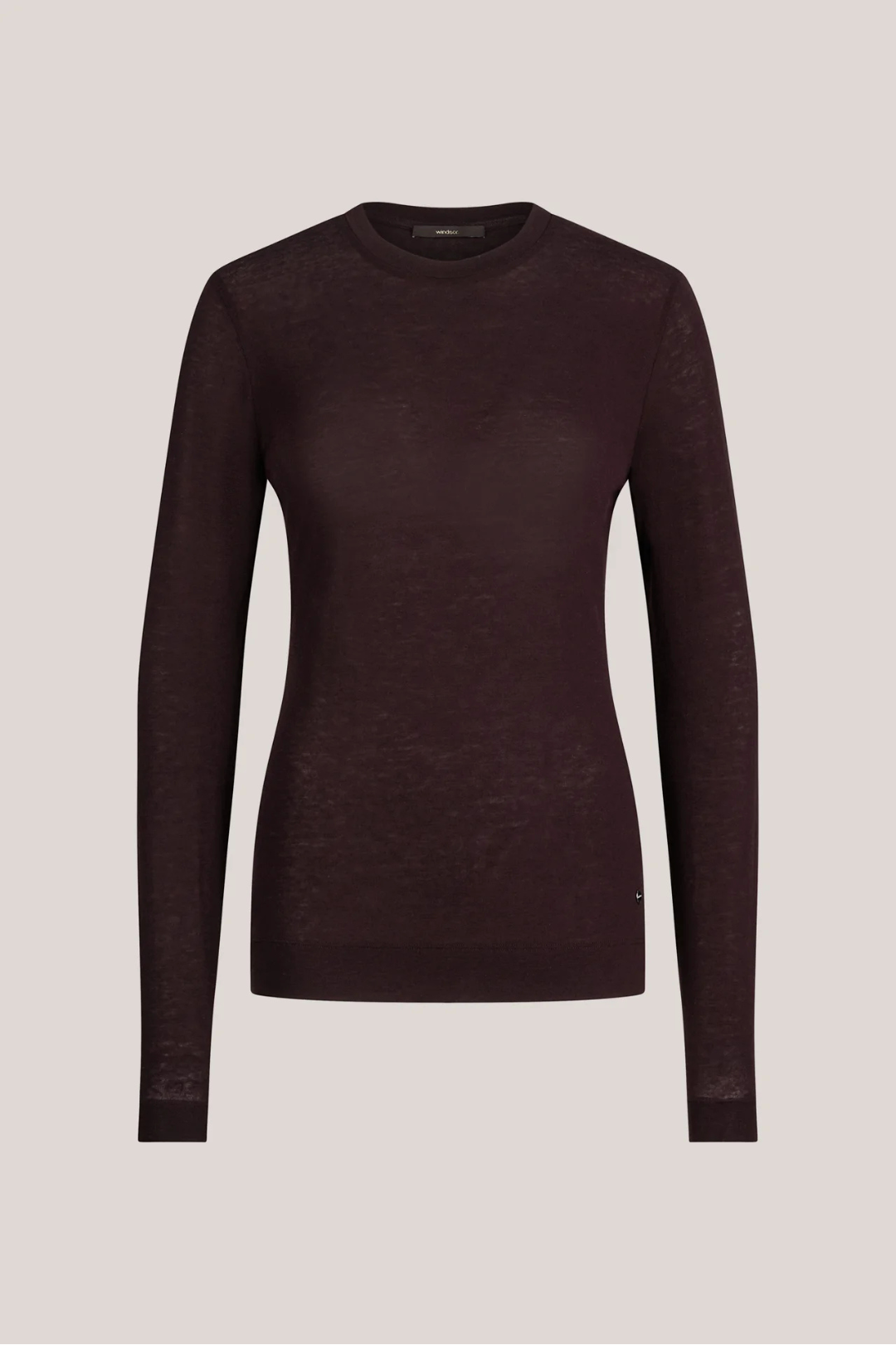 Dark Red Wool Stretch Long-Sleeve Top