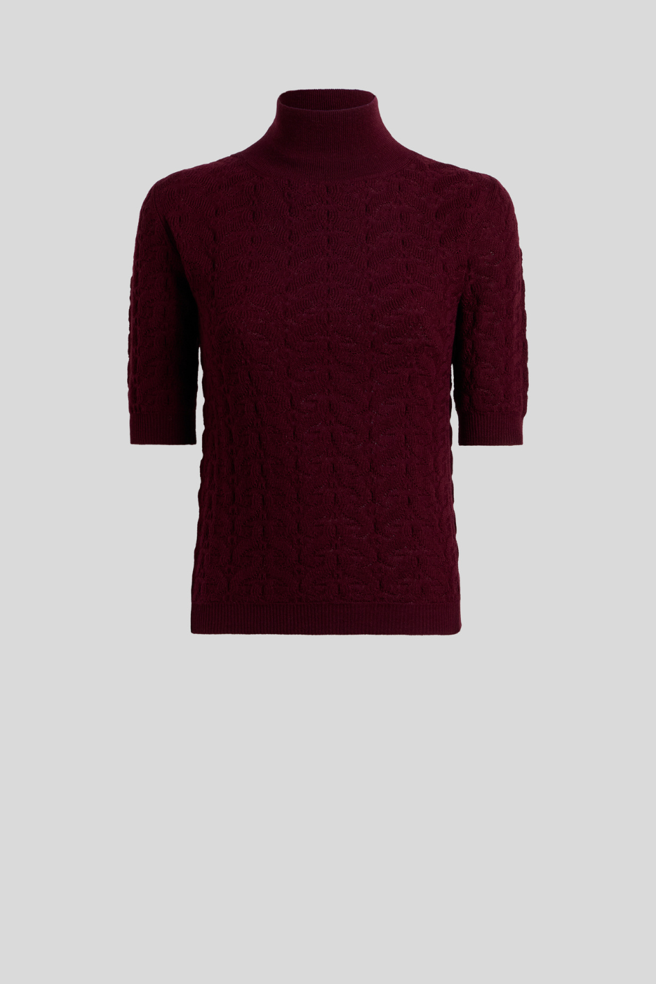 Burgundy Textured Mock Neck Knit Top
