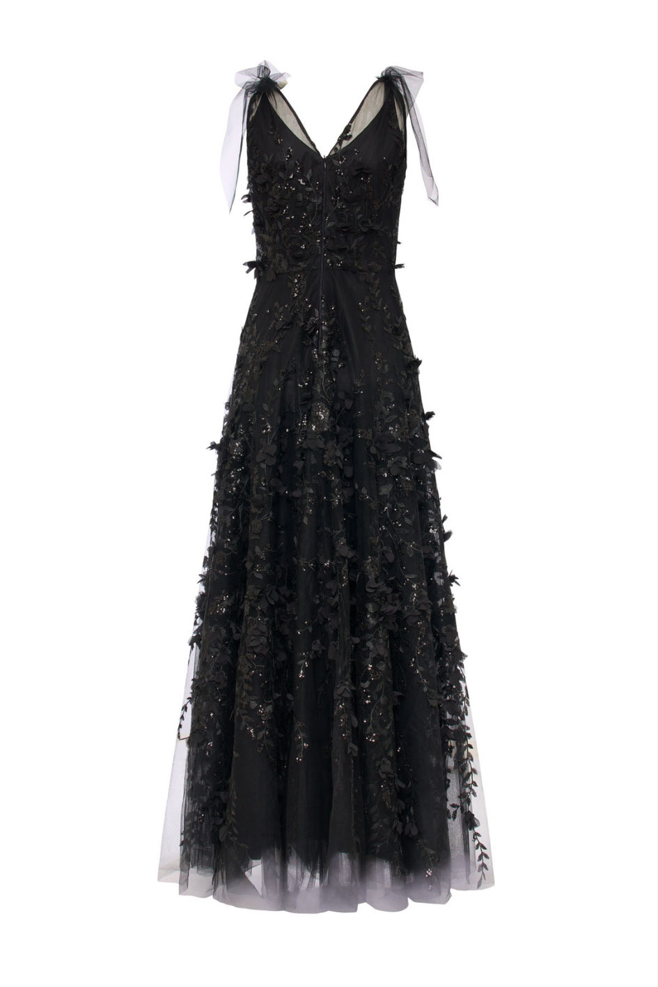 Embroidered Tulle Evening Gown