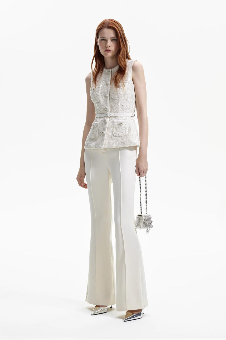 Cream Sequin Boucle Jumpsuit