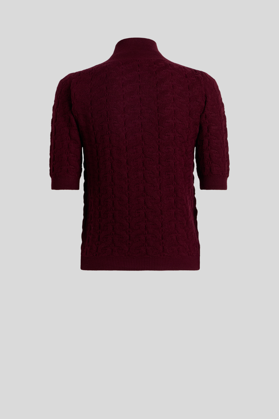 Burgundy Textured Mock Neck Knit Top