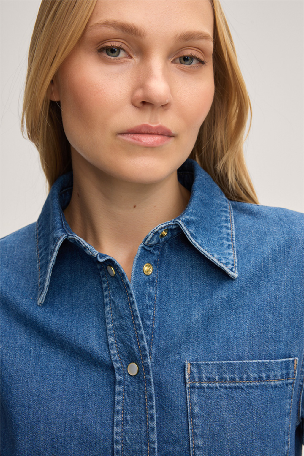 Blue Washed Jeans Blouse