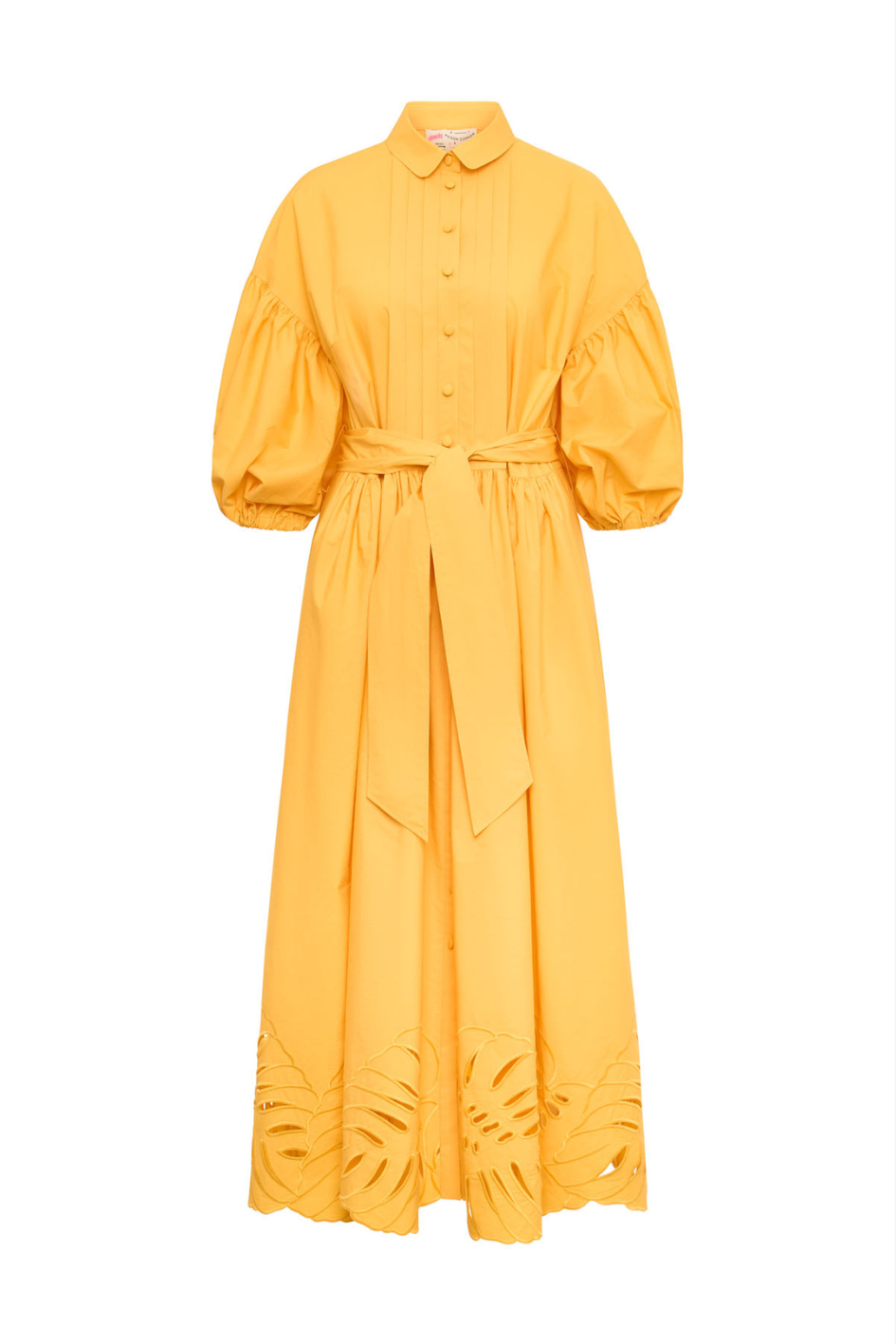 Poplin Dress with big Leave Embroidery