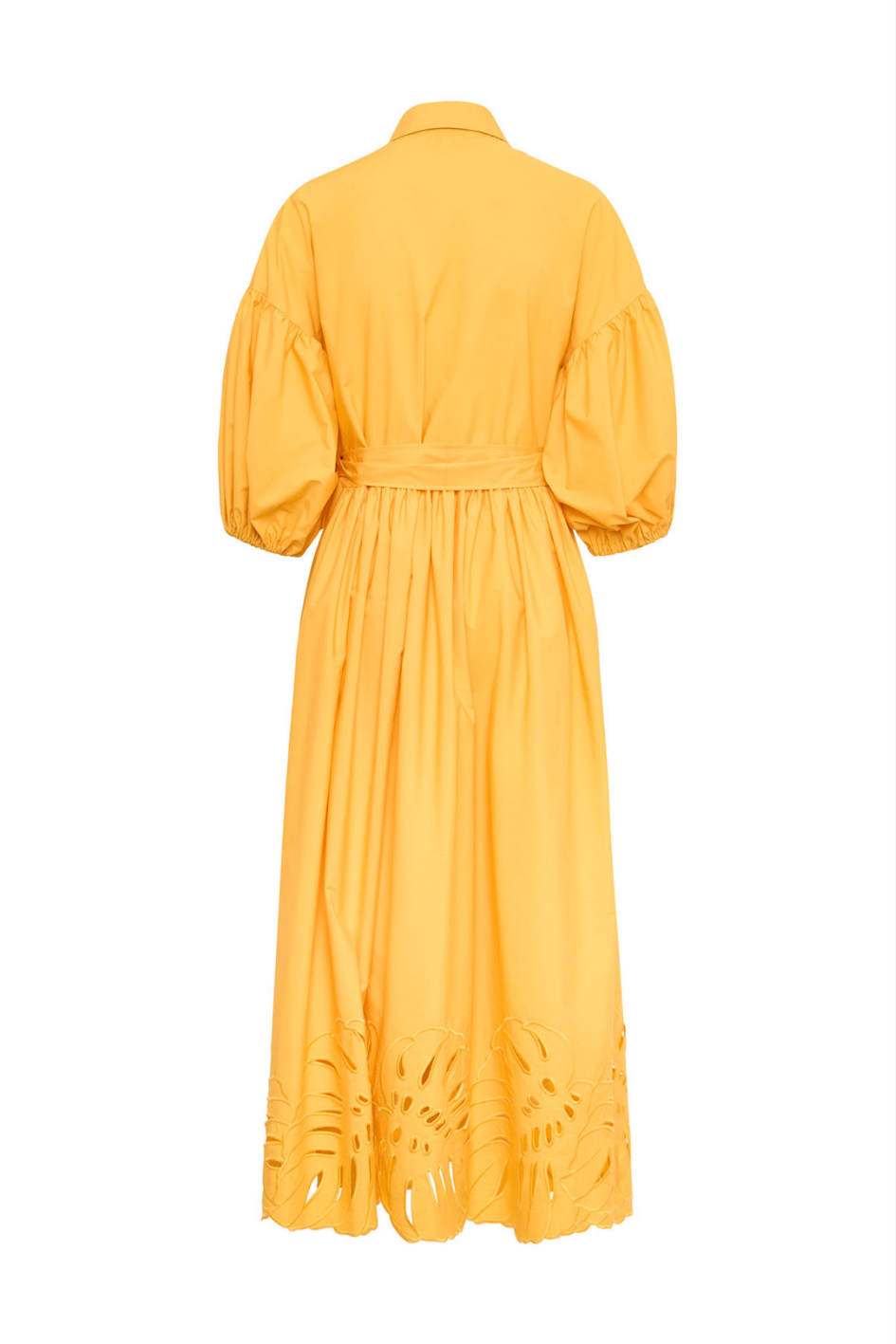 Poplin Dress with big Leave Embroidery