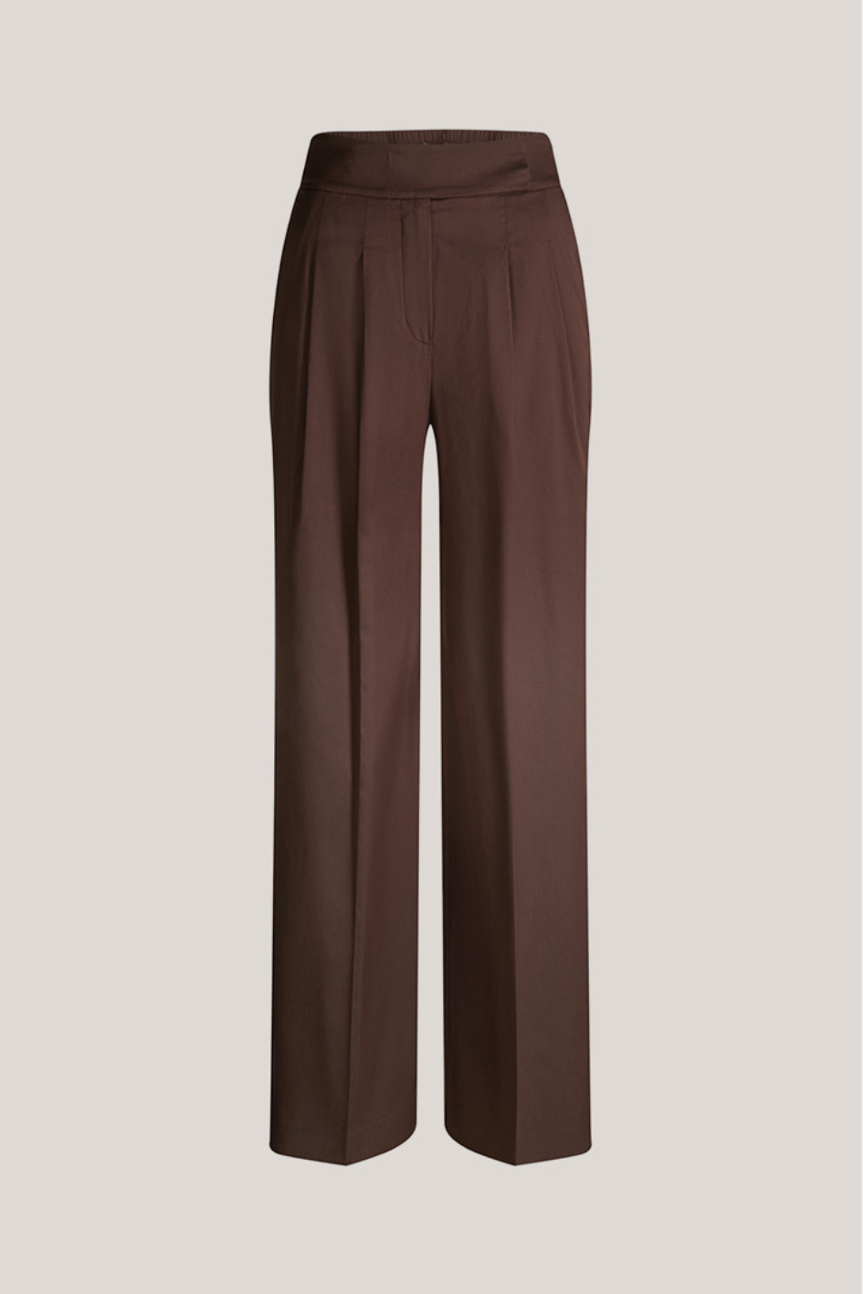 Dark brown stretch cotton Palazzo Pants with Pleats