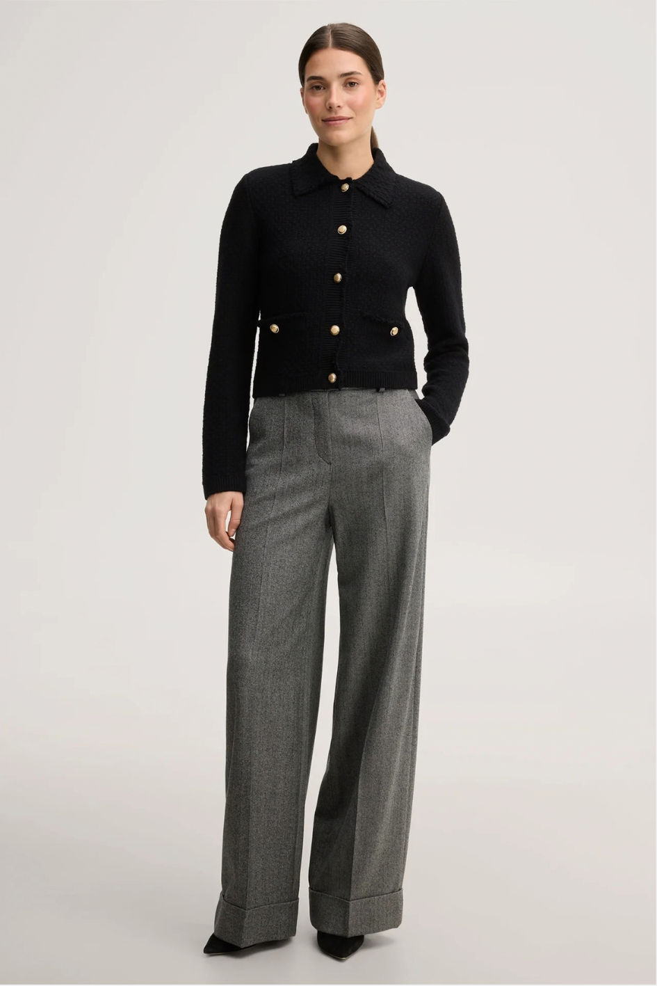 Tweed Cardigan with Fringes