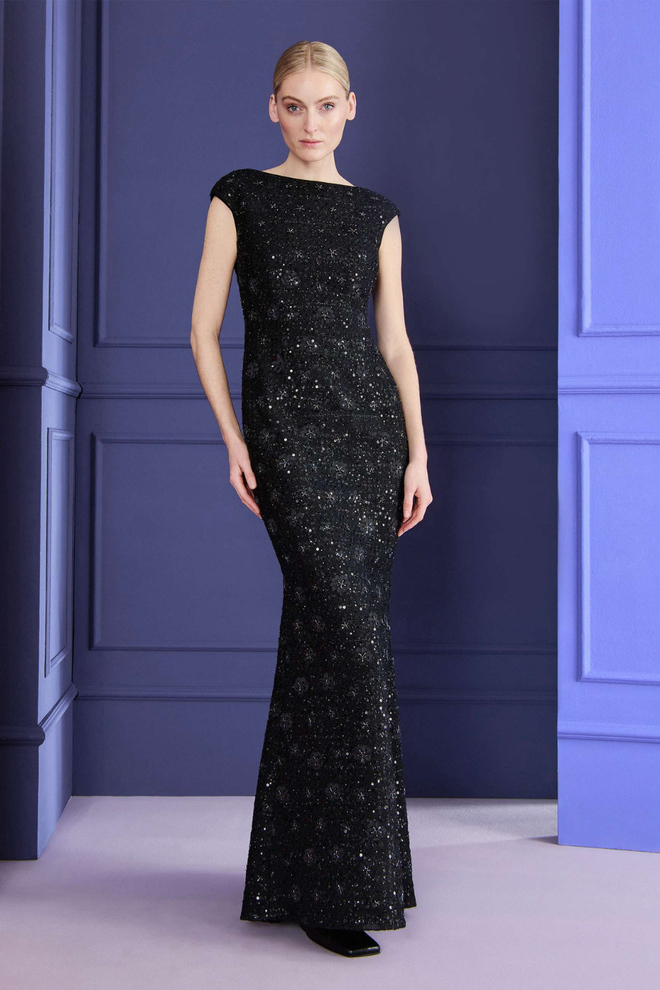 Long Dress in black Iris Tweed