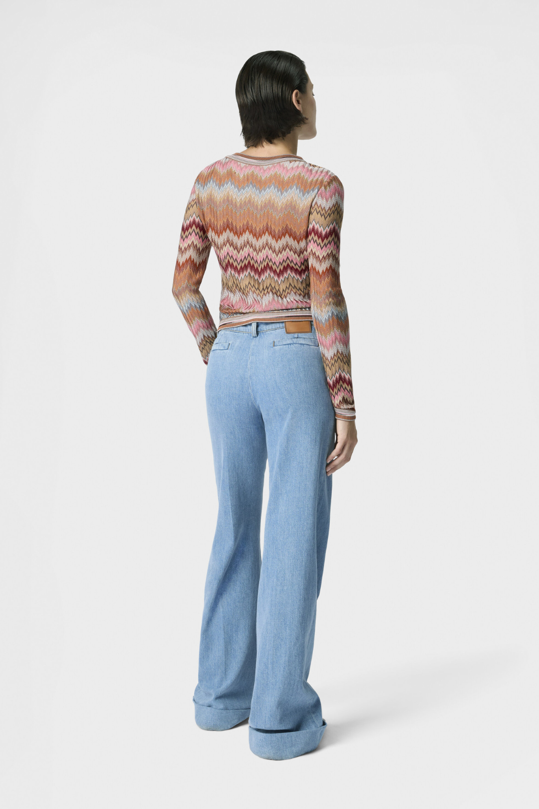 Viscose Cardigan with Herringbone and Snake Motif and Patch Pockets