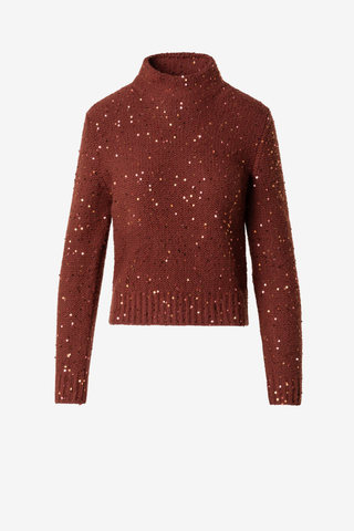 Sequins Mock Neck Sweater