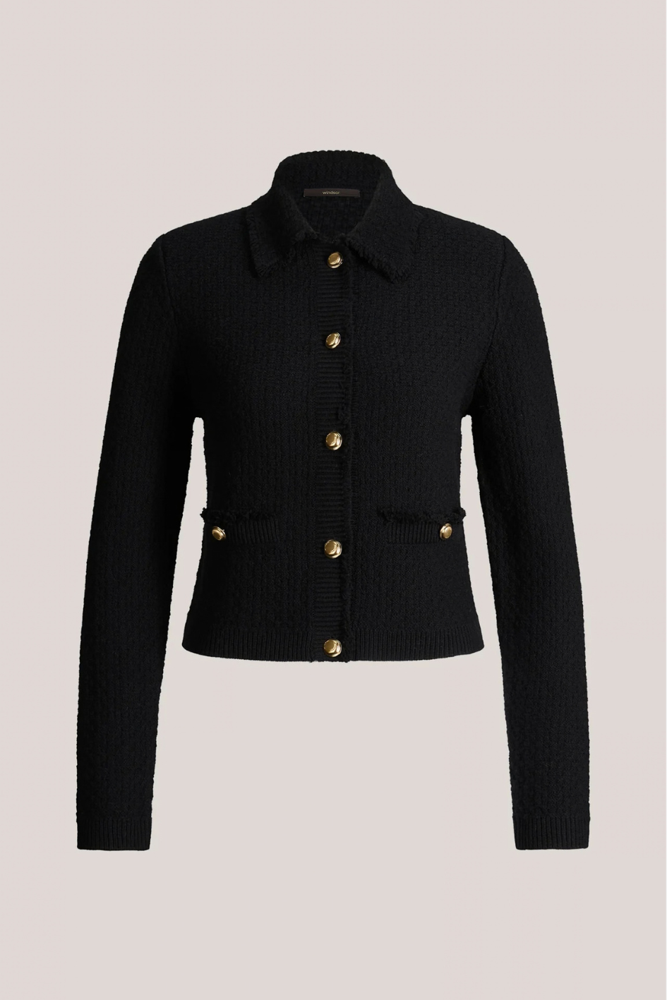 Tweed Cardigan with Fringes
