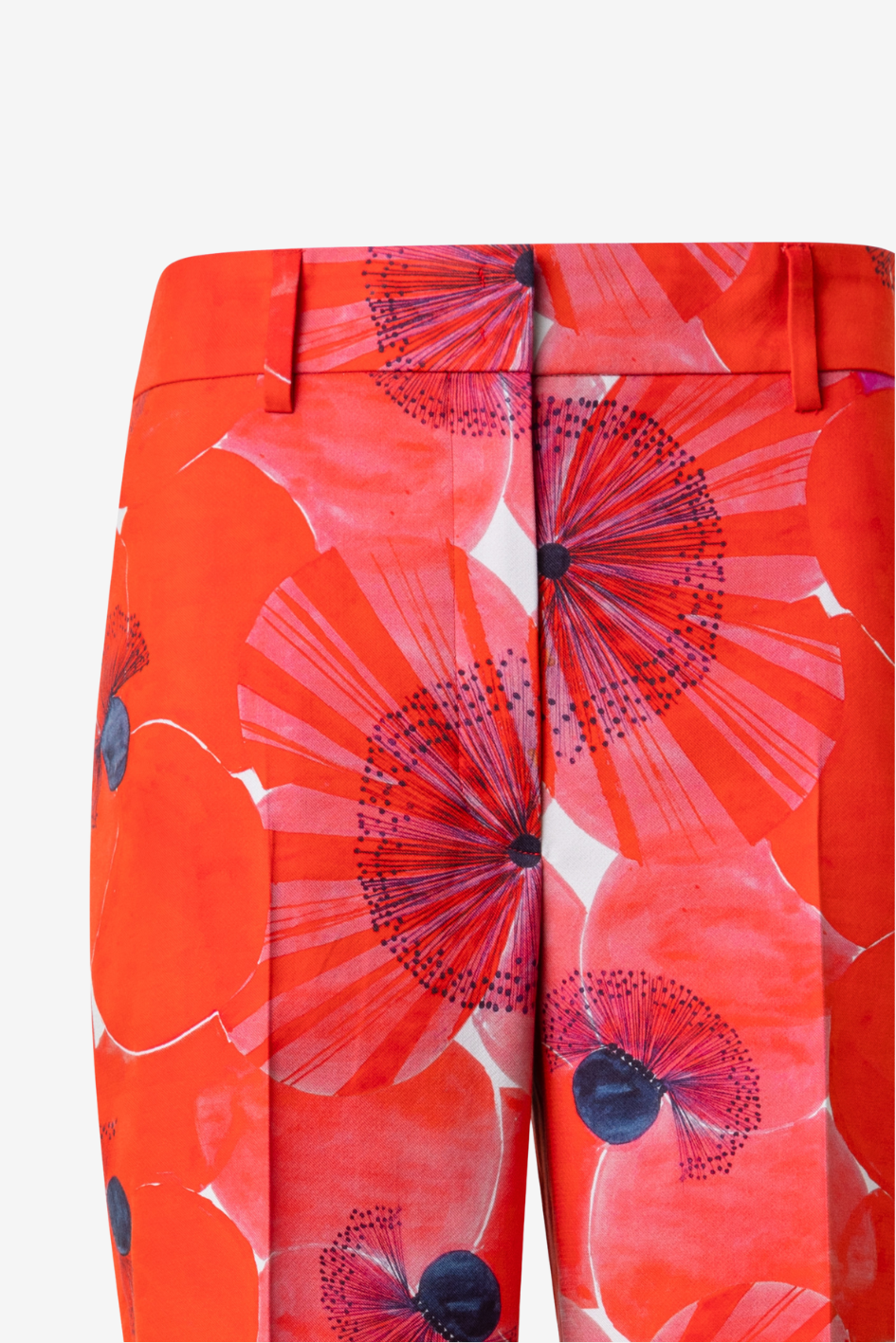 Weite Doubleface-Hose aus Baumwollseide mit Poppy Druck