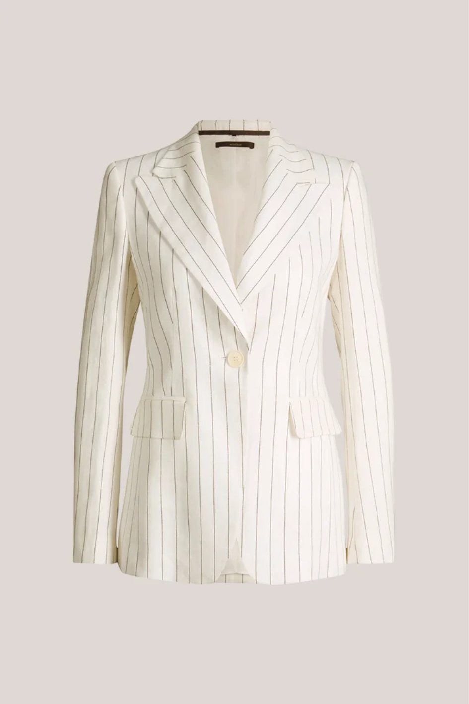 Pinstriped linen-blend Blazer in ecru and black