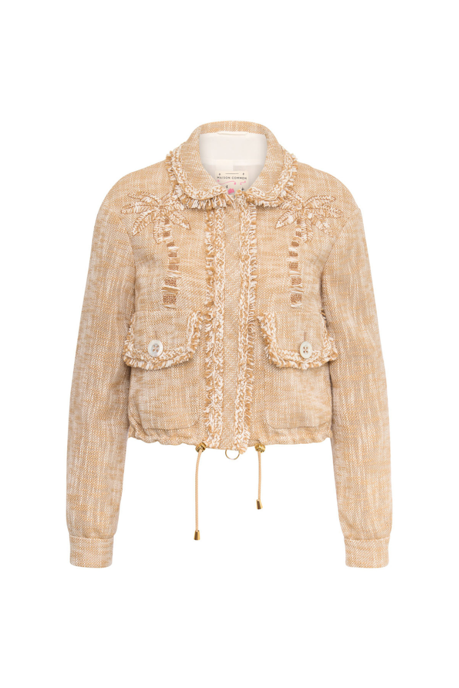 Embroidered Cropped Tweed Jacket