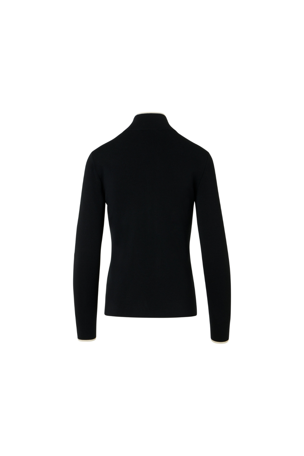 Fitted Merino Wool Knit Cardigan with Zip and Stand-Up Collar