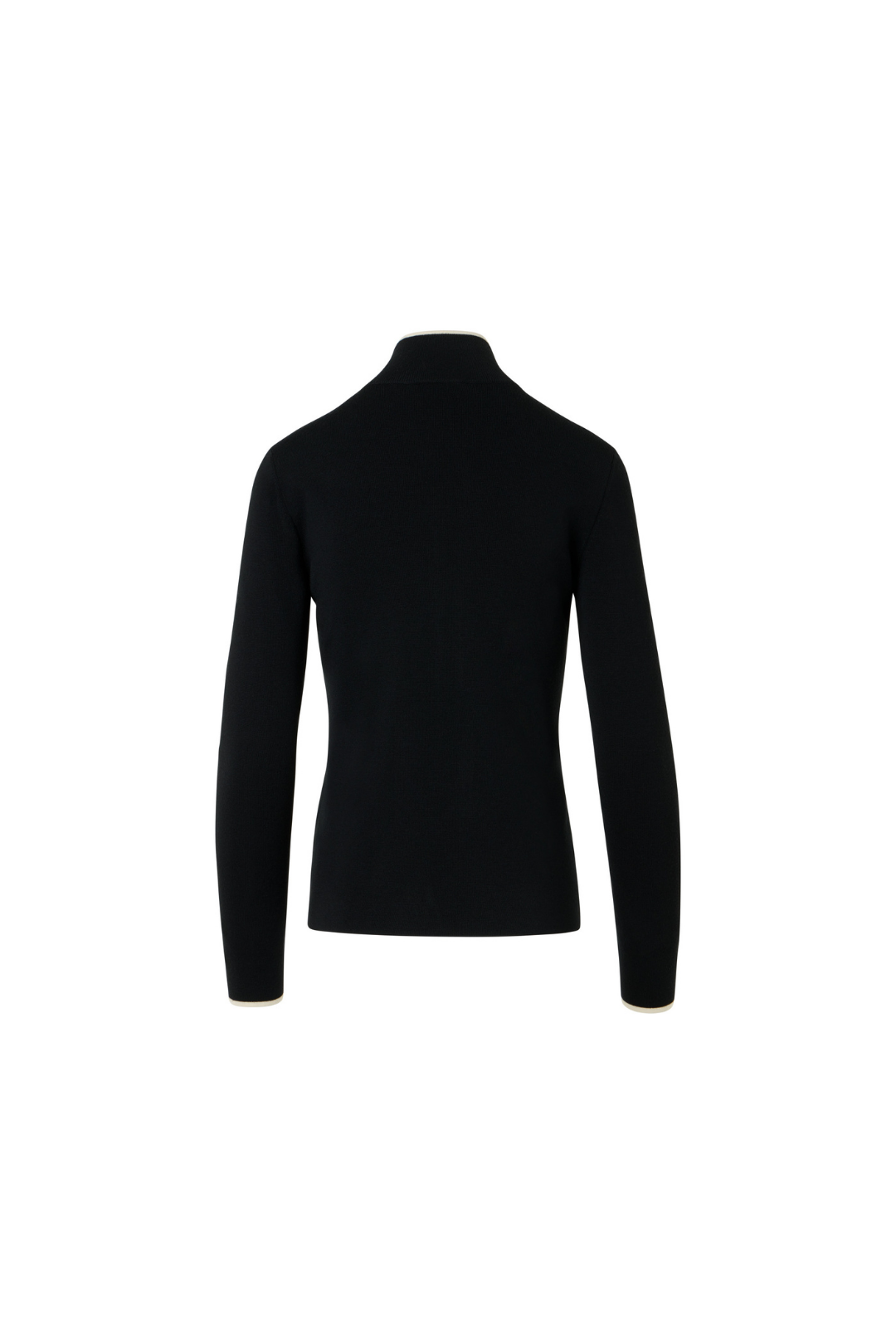 Fitted Merino Wool Knit Cardigan with Zip and Stand-Up Collar