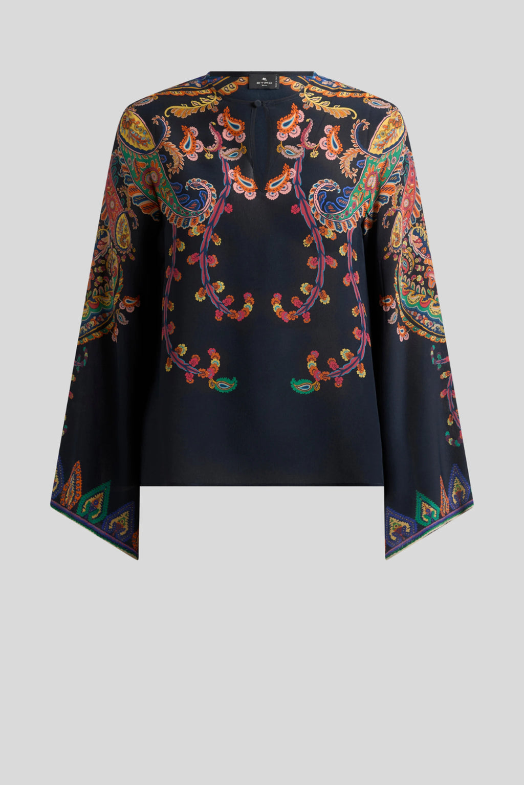Printed Long Sleeve Blouse with Flared Cuffs