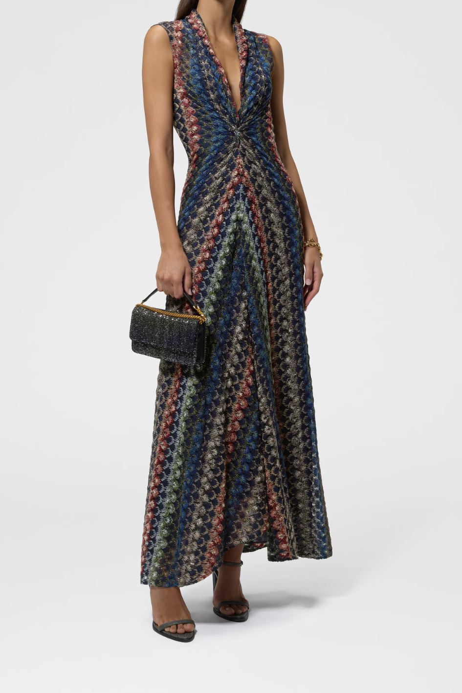 Long Dress with a Lace Pattern and a Knot Detail