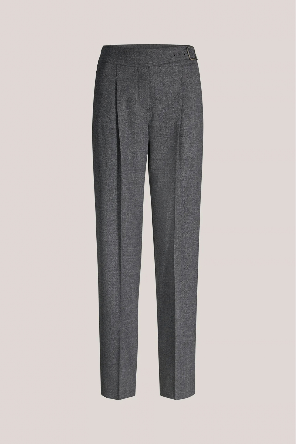 Virgin Wool Tapered Trousers with Mouliné Texture in Dark Grey
