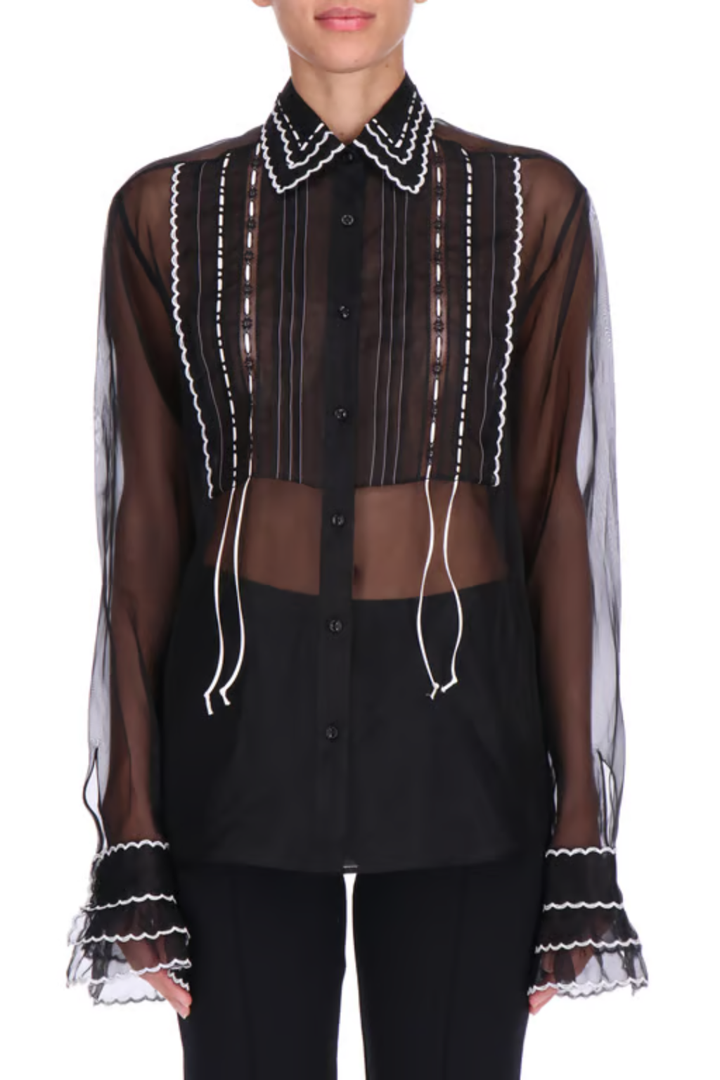 Sheer Embroidered Blouse