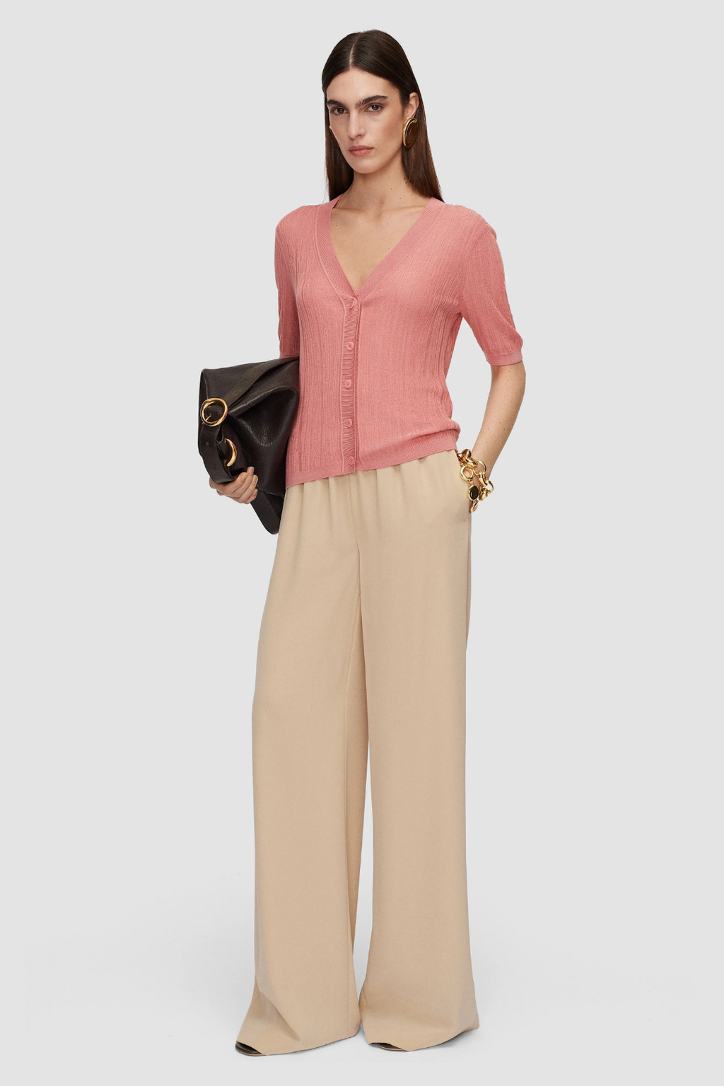 Sens Silk Cotton Rib Short Sleeve Cardigan