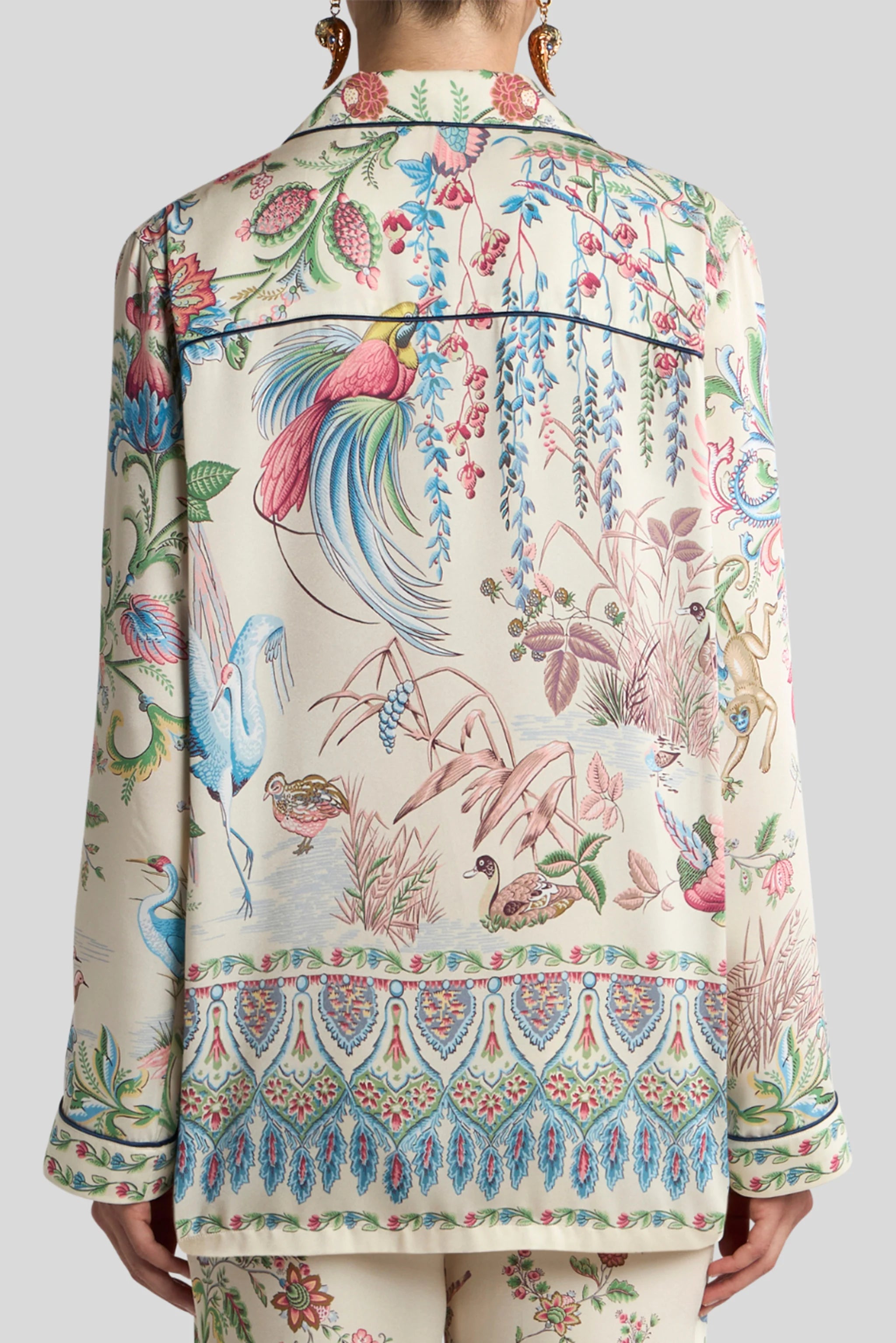 Botanical Print Silk Shirt