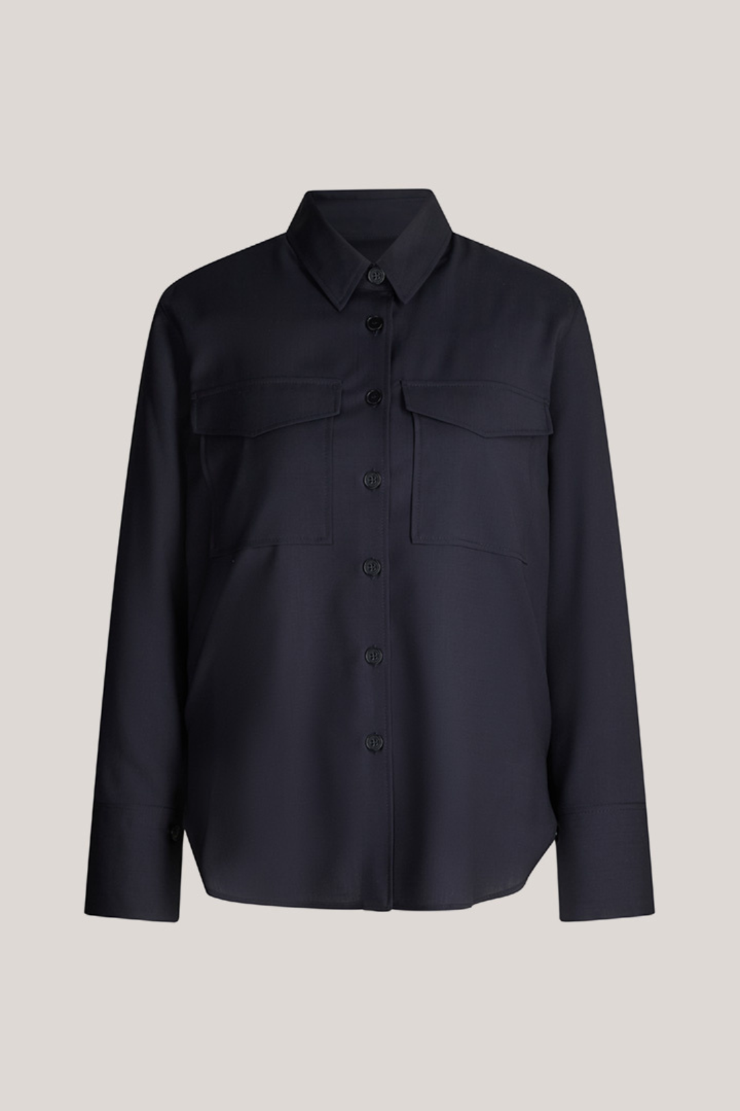 Virgin Wool Blouse in Navy