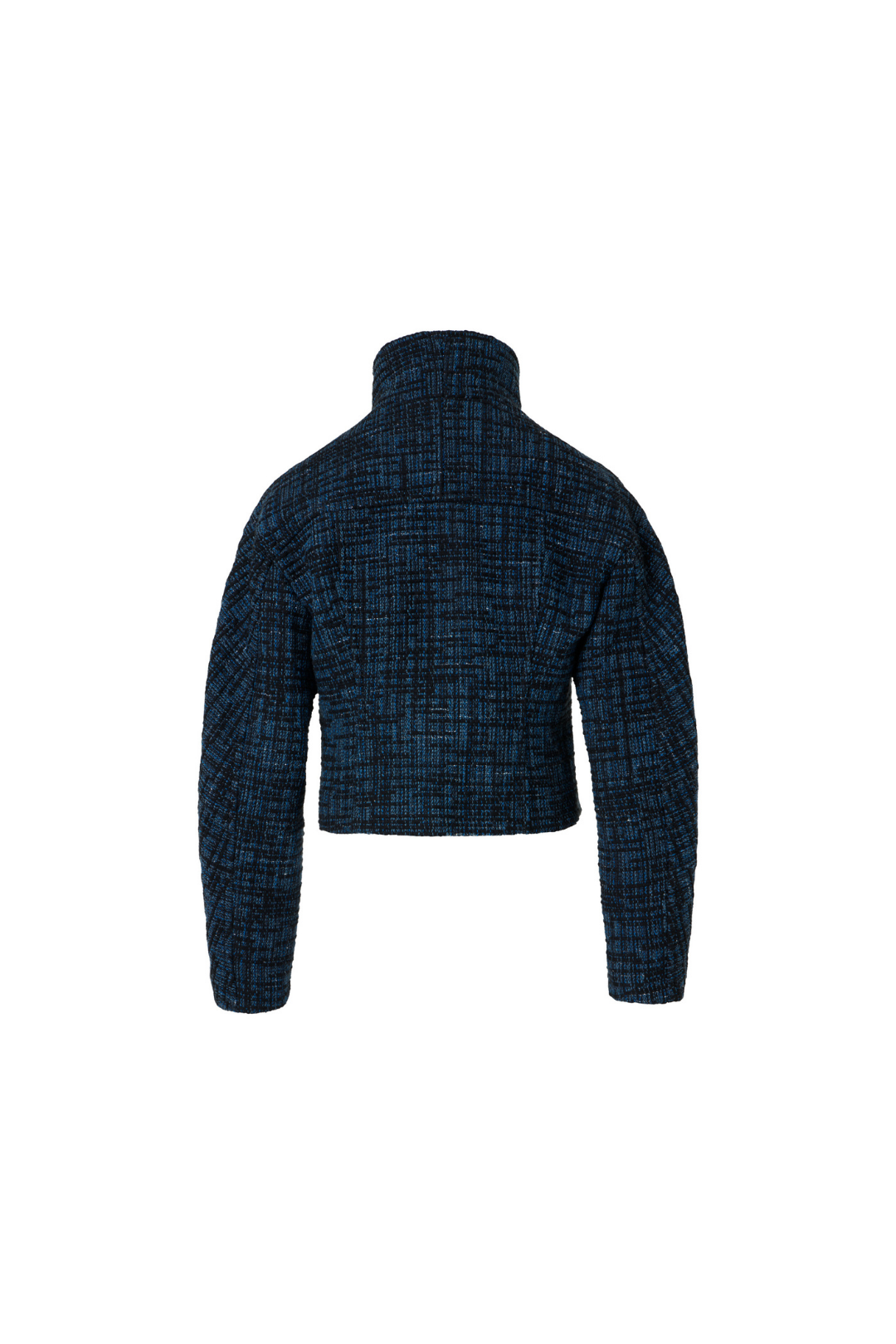 Fitted Raw Denim Tweed Jacket with Stand Collar