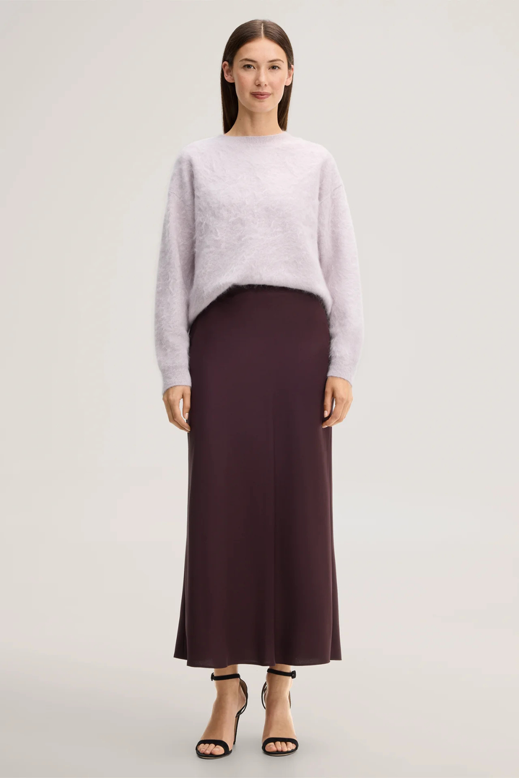Dark Red Midi Crêpe Skirt