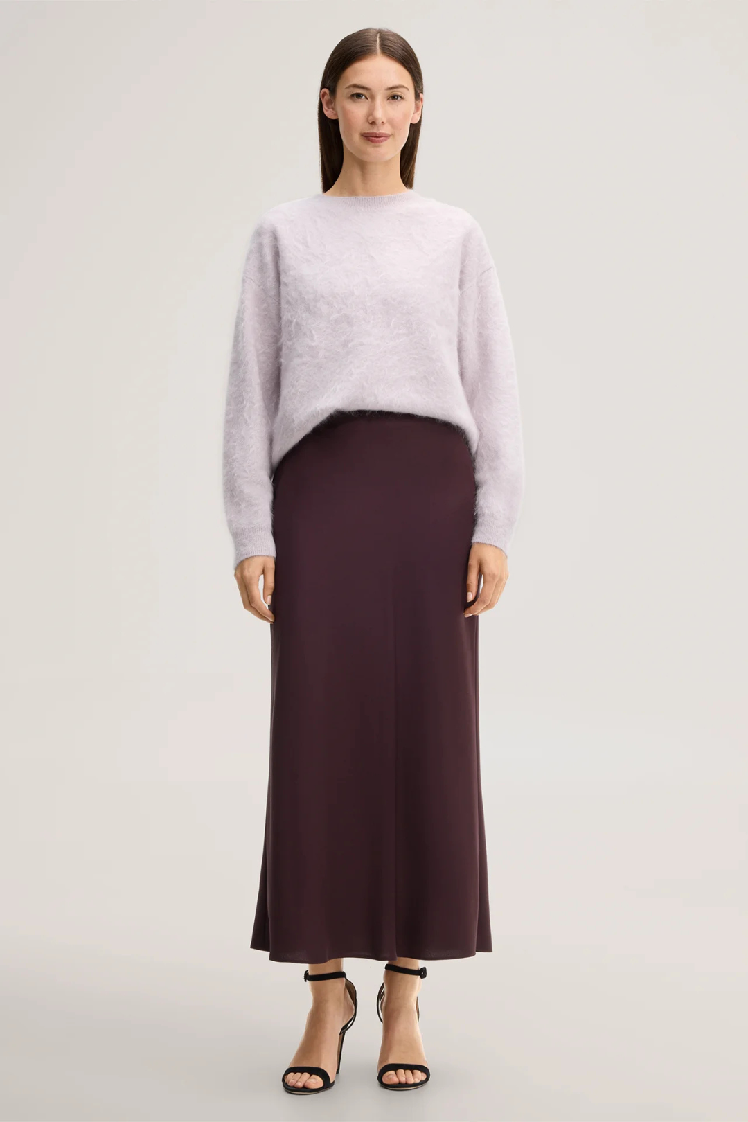 Dark Red Midi Crêpe Skirt