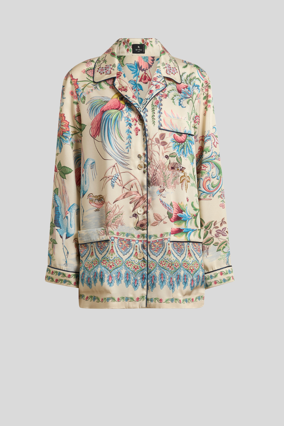 Botanical Print Silk Shirt