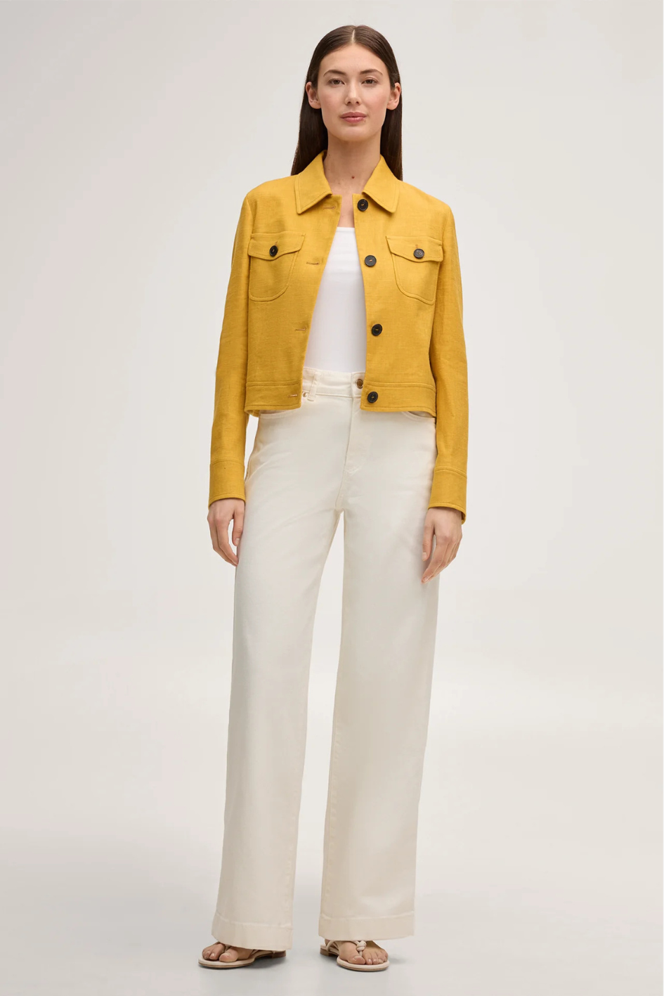 Yellow Stretch linen Blazer Jacket