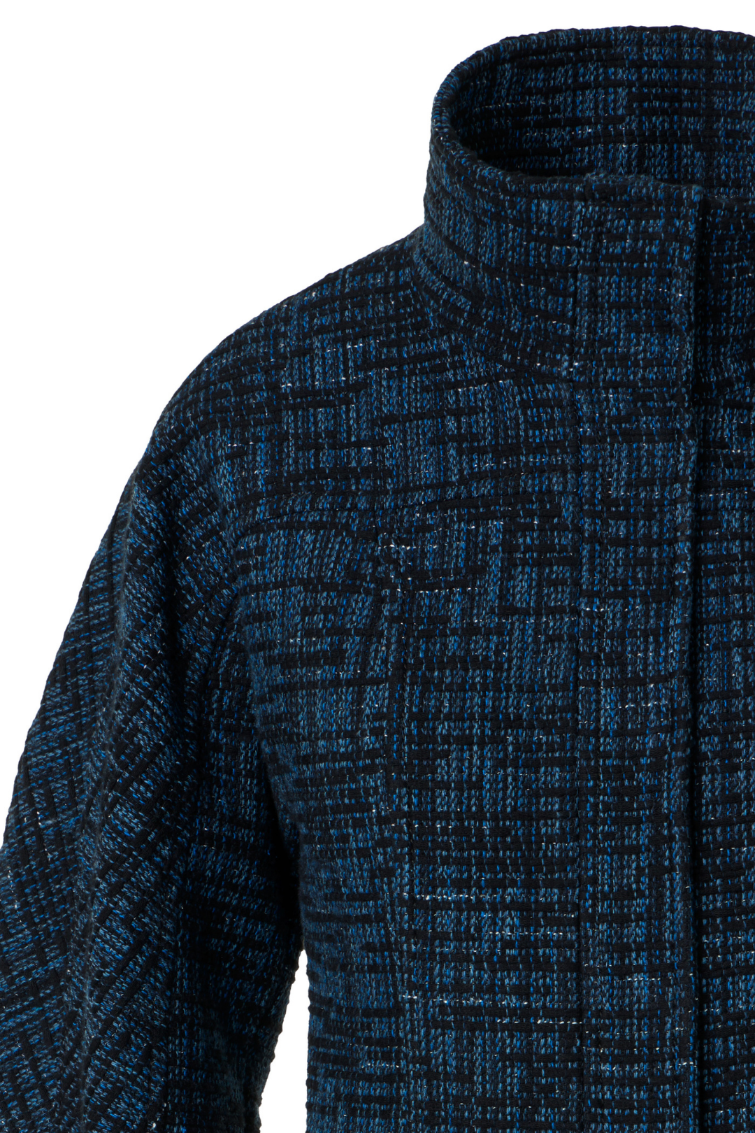 Fitted Raw Denim Tweed Jacket with Stand Collar