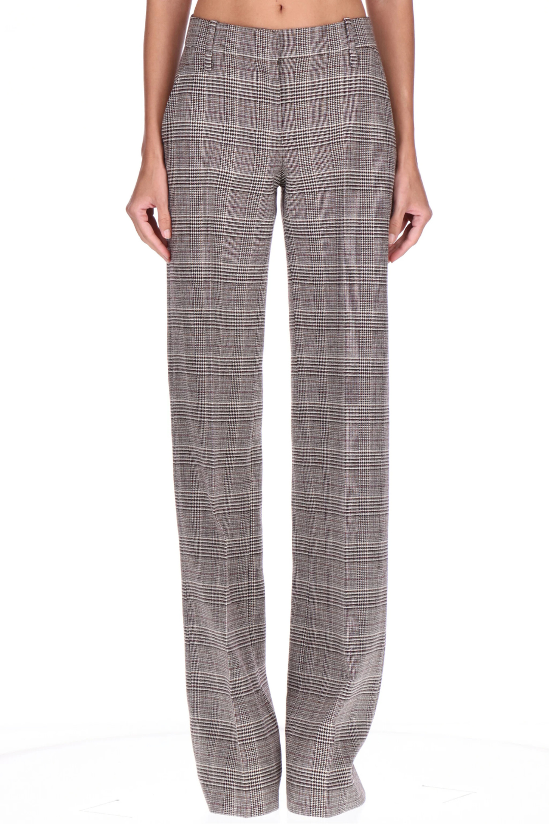 Checked Wide-Leg Tailored Trousers
