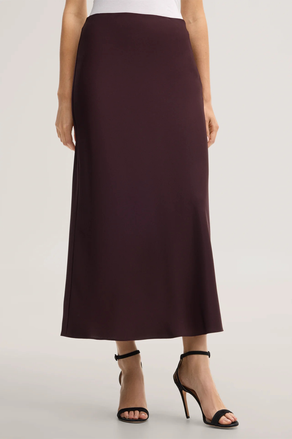 Dark Red Midi Crêpe Skirt